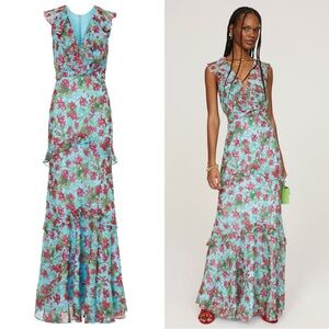 SALONI Rita Silk Dress In Aquarium SZ 6